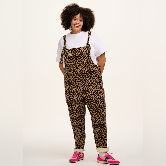 Lucy & Yak Pants - Lucy & Yak Original Corduroy Dungarees in Leopard Print 16 Petite